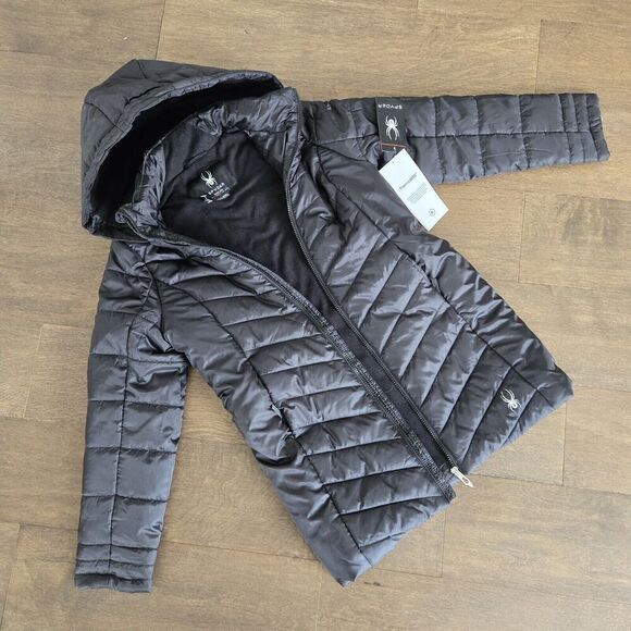 Spyder Jacket Coat Down Hooded Girls Youth L 12/ 14 NEW XS WOMEN'S $150 - Picture 1 of 12